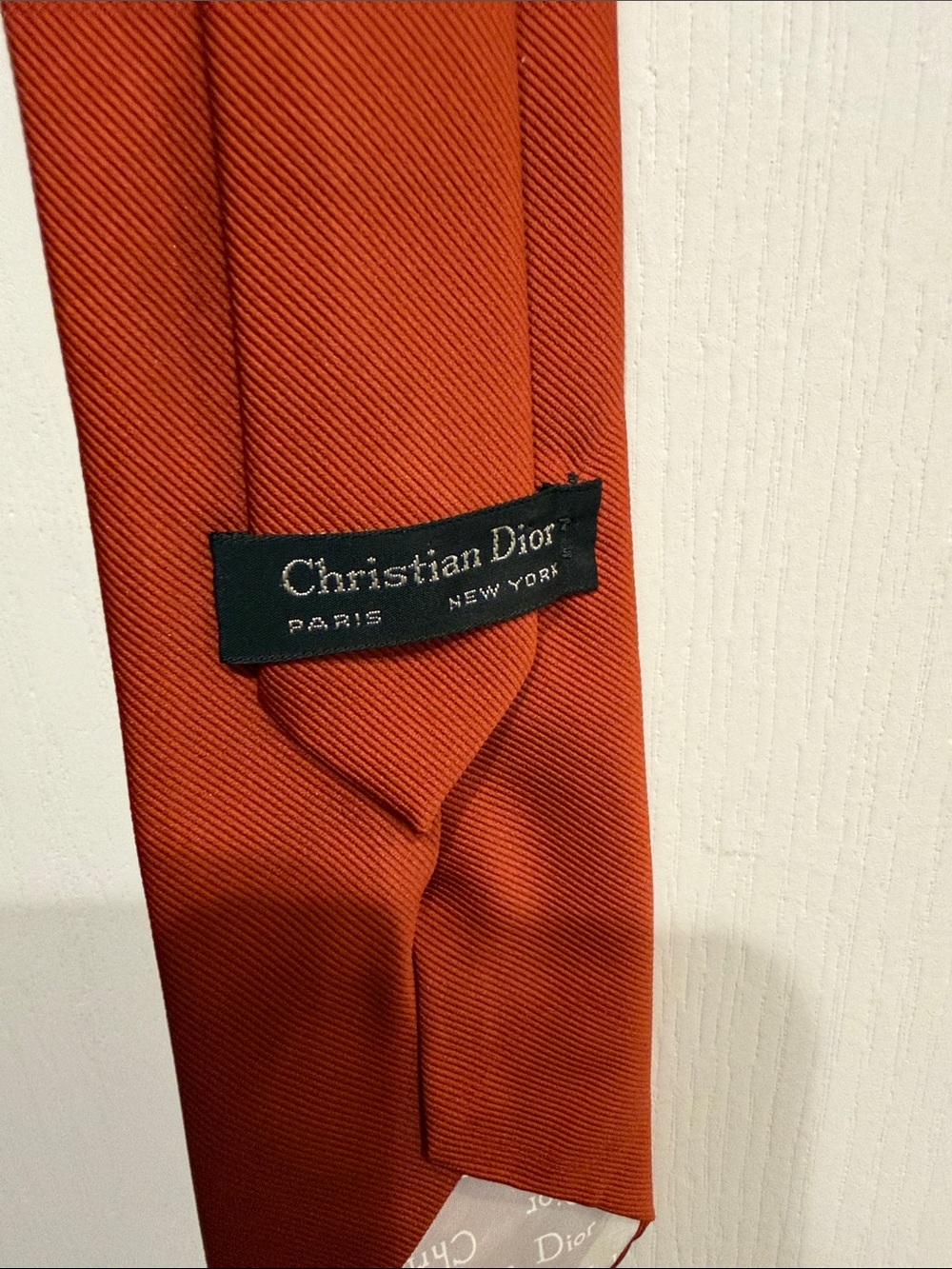 Vintage 1970s early 80s Dior Men's Orange Textured Silk Tie